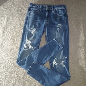 American Eagle Distressed Medium Wash Jeans Super Stretch